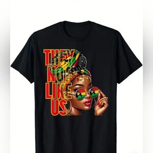 Black Graphic T-Shirt with Colorful Print “They Not Like Us”
